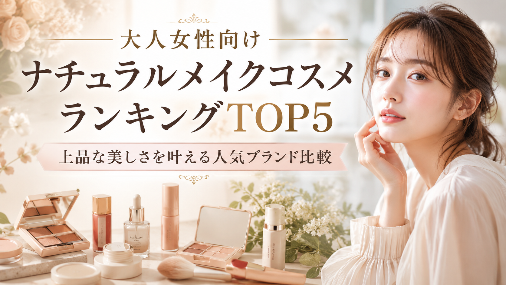 大人女性向けナチュラルメイクコスメランキングTOP5|上品な美しさを叶える人気ブランド比較